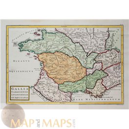 France Gaul Antique map Gallia Narbonensis Cellarius 1796