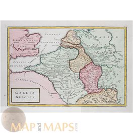 Gallia Belgica old map Roman Empire by Cellarius 1796 