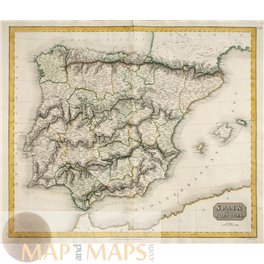 Spain Portugal Antique map Hispania Antiqua Cellarius 1796