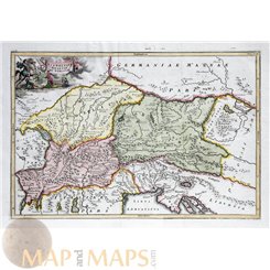 Vindelicia Rhaetia Austria Hungary Cellarius old map 1732