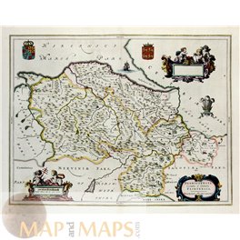 England Wales map Denbigiensis Comitatus et Comitatus Blaeu 1644