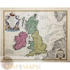 Les Isles Britanniques British Isles by Guillaume Delisle 1712