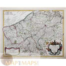 FLANDERS - NORTH – BELGIUM – ANTIQUE ENGRAVED MAP – De Lisle 1780