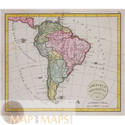 South America, Large Old Map Amerique Meridinale Delacharche 1829