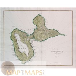 Guadeloupe Old Map Carte La Guadeloupe Tardieu 1822