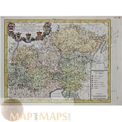 KINGDOM OF AUSTRIA WITH COAT OF ARMS, ANTIQUE MAP PHILIPPE 1787