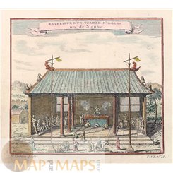 Konfuzius-Tempel China Alter antiker Bellin-Druck 1762