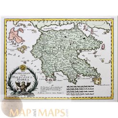 Greece Morea Old Map Peloponnese Peninsula von Reilly 1791 