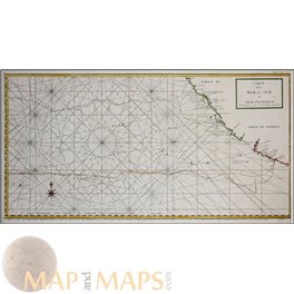 Carte de la Mer du Sud ou Mer Pacifique Old map Acapulco Manila Anson 1784