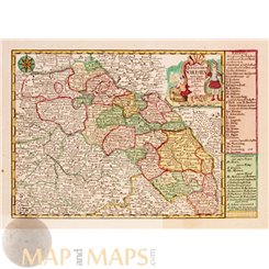 Duchy of Silesia Poland Czech Old map Das Hertzogthum Schlesien Schreibern 1749