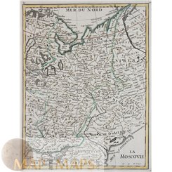 Russia Moscow Old antique map La Moscovie Le Rouge 1748