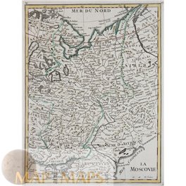 Russia Moscow Old antique map La Moscovie Le Rouge 1748