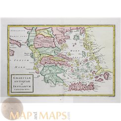 Greece Balkans old map Graeciae Antiquae Cellarius 1796