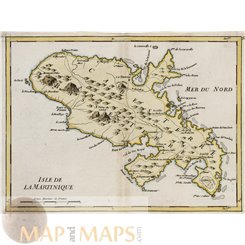 Martinique Old map Isle de La Martinique Le Rouge 1748