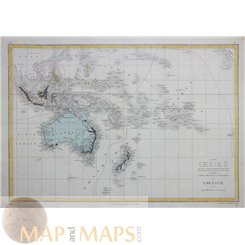 Oceania Australia New Zealand antique map Drioux 1845 