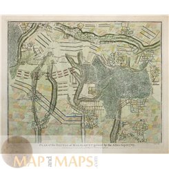 Battle of Malplaquet antique map France Rapin 1743