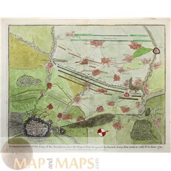 Douai France Antique map of the battle Douay Rapin 1743