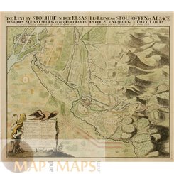 Plan De Lini by Stolhof in der Elsas. Battle plan Strasbourg Dumont 1729