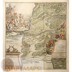 SLAG BIJ HÖCHSTÄDT ANTIQUE MAP THE BATTLE OF BLENHEIM JAN VAN VIANEN 1729
