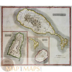 St. Christophers St. Lucia & Nevis Old map Thomson 1817