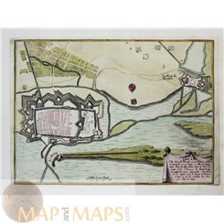 Calais Antique Town Plan France mapmaker De Fer 1696
