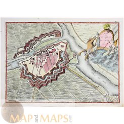 SLUIS ZEELAND HOLLAND ANTIQUE MAP - de Mornas 1750