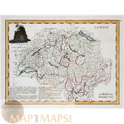 La Suisse, Switzerland antique map by Le Rouge 1748 