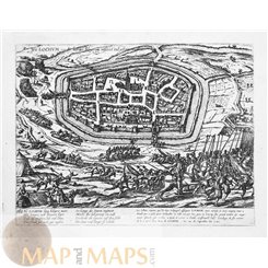 Siege of Lochem Old etching Lochum by Hogenberg 1573