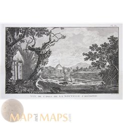 New Caledonia, View of Isle Old Print Voyages James Cook 1778