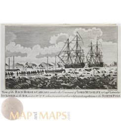 ANTIQUE PRINT LORD MULGRAVE'S EXPEDITION ARCTIC ROUTE COOK VOYAGE 1784
