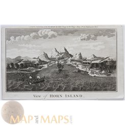ANTIQUE PRINT VIEW OF HORN ISLAND TORRES STRAIT QUEENSLAND COOK'S VOYAGE 1784