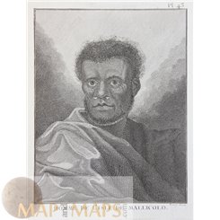 MAN OF MALLICOLO-MALEKULA ISLAND-VANUATU-NATIVES-VOYAGE COOK-OLD ENGRAVING 1780