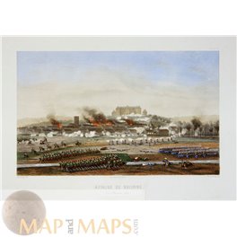 Affaire De Brienne, Antique Battle Print Napoleon 1860