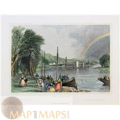 View Huy Meuse river, (Hoei/Hu) Belgium 1830 old print