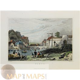 Namur in Wallonia, Belgium 1830 old print