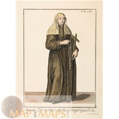 Sister of The Holy Cross Antique Religious Print Helyot 1714
