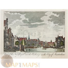 Amsterdam old print Canel View Amstel by Bankes 1787