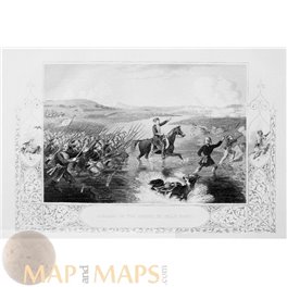 Antique Ottoman Print, Omar Pasha, Crimean War, Russian Ottoman Battle LPC 1870