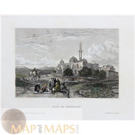 Zion by Jeruzalem City of David Fine old print 1840