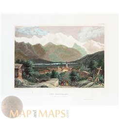 French-Italian old prints Mont Blanc Alps by Meyer 1838