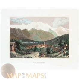 French-Italian old prints Mont Blanc Alps by Meyer 1838