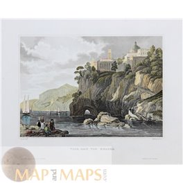 Italy Naples Bay Antique Old Print by Meyer 1850