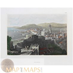 Spain Malaga Andalusia Old city view by Meyer 1840 