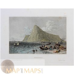 Gibraltar – Iberian Peninsula - antique print 1850