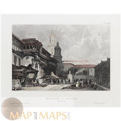 MARKED PLACE IN VITORIA-GASTEIZ-SPAIN-ANTIQUE PRINT, VITTORIA, MEYERS 1856