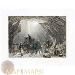 England old art print of Newcastle Mining by Meyer 1852 