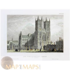 Westminster Abbey London antique print 1831