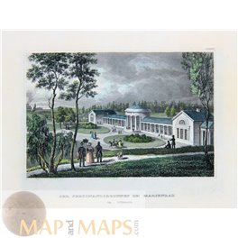Antique print, Mariënbad, mineral spa, Bohemia. Tsjechie Meyers 1852