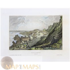 Giant's Causeway Ireland old antique print 1850