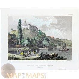 Castle Illock in Hungary antique print 1850